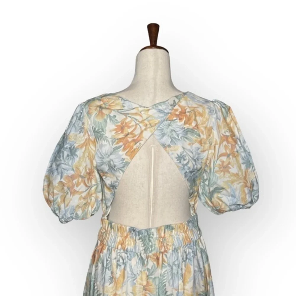 Significant Other Elina Maxi Dress Island Bouquet Floral Linen Open Back NWT 8 - Picture 11 of 14